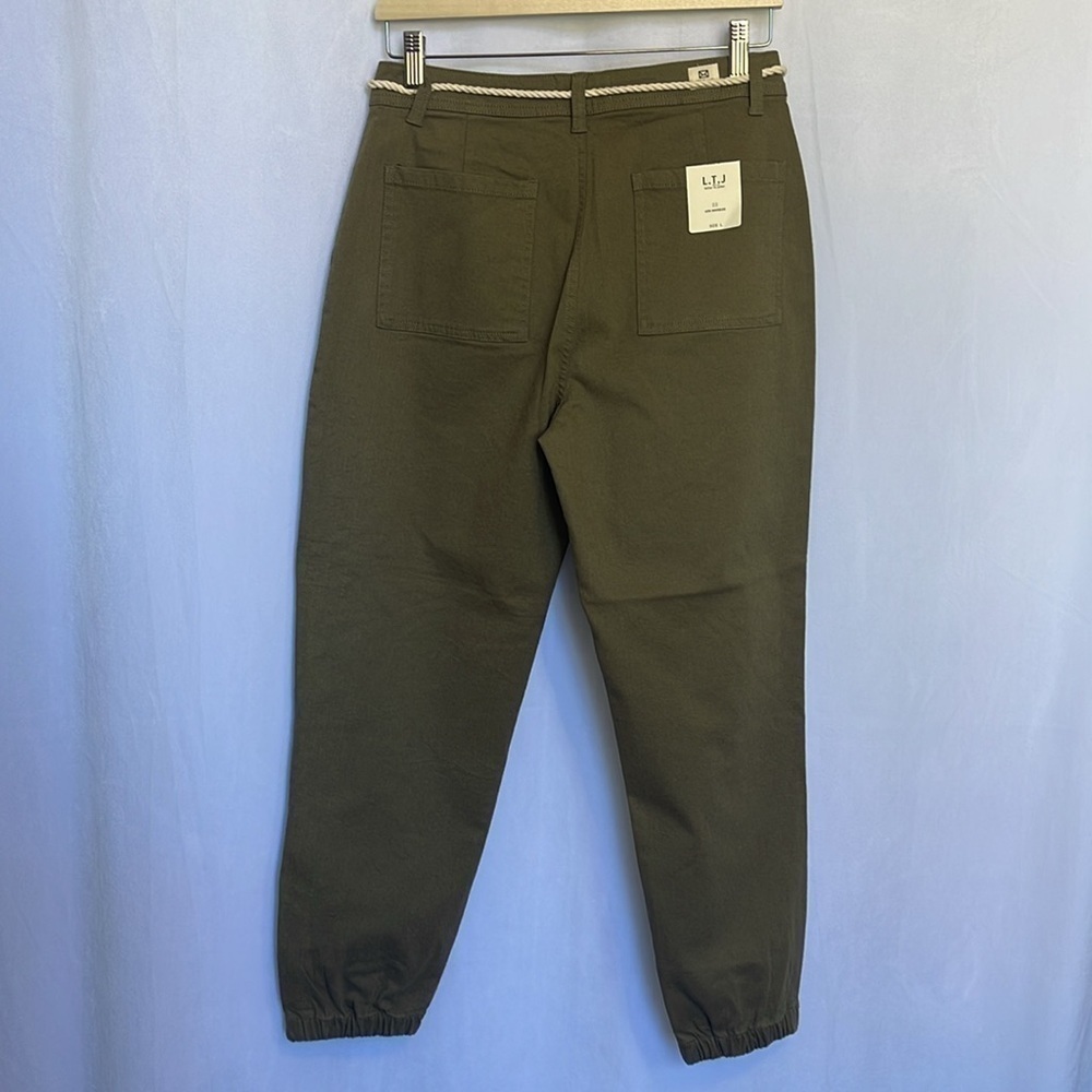 L.T.J Letter to Juliet Olive Green Cargo Joggers Size L Zip Cuff Utility NWT - Picture 6 of 15